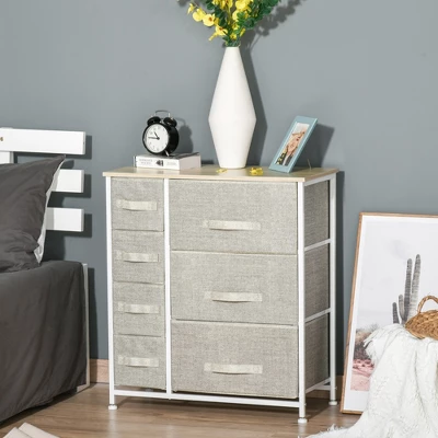 HOMCOM 7-Drawer Dresser Storage Tower Cabinet Organizer Unit, Easy Pull Fabric Bins With Metal Frame For Bedroom, Closets, Gray 2 HOMCOM 7-Drawer Dresser Storage Tower Cabinet Organizer Unit, Easy Pull Fabric Bins With Metal Frame For Bedroom, Closets, Gray - Image 2
