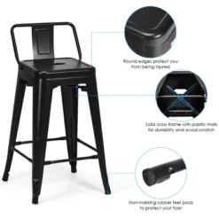 Tangkula Set Of 4 Metal Bar Stools 24" Industrial Chair Low Back Black 13 Tangkula Set Of 4 Metal Bar Stools 24" Industrial Chair Low Back Black -Furniture Haven Shop GUEST 96846151 5804 46f8 b715 a94e2f75dbc4