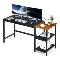 Costway 59'' Home Office Computer Desk Study Laptop Table Detachable Shelf Rustic -Furniture Haven Shop GUEST 98146907 2d84 444a 82f1 3b4abcc40cfe
