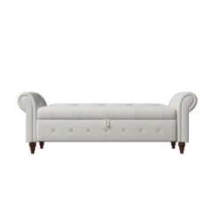 Cecily 63" Button-Tufted Large Storage Ottoman Upholstered Fabric Bench Features Rolled Arms, Window Seating, And Solid Wood Legs-Maison Boucle -Furniture Haven Shop GUEST 995262b6 01e9 4b69 b7d8 331cbb14d89c