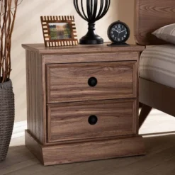 Ryker Oak Finished 2 Drawer Wood Nightstand Brown - Baxton Studio 9 Ryker Oak Finished 2 Drawer Wood Nightstand Brown - Baxton Studio -Furniture Haven Shop GUEST 9a0fb208 4c5b 474f 868c 4729e7b9b4f7