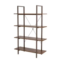 Modern Industry Metal/Wooden 4 Tier Bookcase With Shelves - Glitzhome -Furniture Haven Shop GUEST 9a148790 4c15 4b66 b90d d787f7b861ec