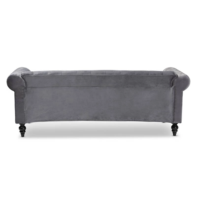 Emma Velvet Upholstered Button Tufted Chesterfield Sofa - Baxton Studio 3 Emma Velvet Upholstered Button Tufted Chesterfield Sofa - Baxton Studio - Image 3