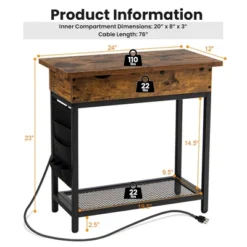 Tangkula End Table With Charging Station Industrial Nightstand Flip Top Side Pocket USB 14 Tangkula End Table With Charging Station Industrial Nightstand Flip Top Side Pocket USB -Furniture Haven Shop GUEST 9a49511f 7580 41aa a56a 719be04a8ed5
