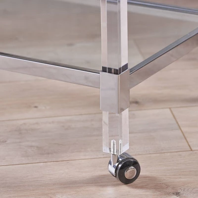 Mirren Modern Glass Bar Trolley Clear - Christopher Knight Home 3 Mirren Modern Glass Bar Trolley Clear - Christopher Knight Home - Image 3
