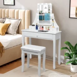 Costway Vanity Table 10 Dimmable Bulbs Makeup Desk WhiteBlackBrown -Furniture Haven Shop GUEST 9aadcb69 ce90 4d59 b4b2 64b72ffd2ead