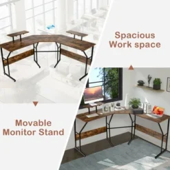 Costway 88.5'' L Shaped Reversible Computer Desk 2 Person Long Table Monitor Stand 19 Costway 88.5'' L Shaped Reversible Computer Desk 2 Person Long Table Monitor Stand -Furniture Haven Shop GUEST 9bbf13f7 f0f8 41a5 a7c0 d5c9a809eb53