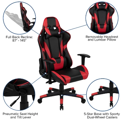 Flash Furniture Gaming Desk And Reclining Gaming Chair Set With Cup Holder And Headphone Hook 3 Flash Furniture Gaming Desk And Reclining Gaming Chair Set With Cup Holder And Headphone Hook - Image 3