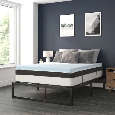 Flash Furniture 14 Inch Metal Platform Bed Frame With 12 Inch Pocket Spring Mattress In A Box And 3 Inch Cool Gel Memory Foam Topper 1 Flash Furniture 14 Inch Metal Platform Bed Frame With 12 Inch Pocket Spring Mattress In A Box And 3 Inch Cool Gel Memory Foam Topper