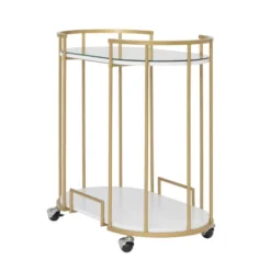 Pavillion 2 Tier Oval Bar Serving Cart Shelves With Glass Mirror Gold - Studio Designs -Furniture Haven Shop GUEST 9e1b6e47 3b95 4c40 abf4 0f0974a8612c