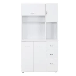 HOMCOM 66" Buffet With Hutch, Freestanding Kitchen Pantry With 2 Large Cabinets, 1 Pull Up Cabinet, 3 Drawers & Wide Countertop, White 7 HOMCOM 66" Buffet With Hutch, Freestanding Kitchen Pantry With 2 Large Cabinets, 1 Pull Up Cabinet, 3 Drawers & Wide Countertop, White -Furniture Haven Shop GUEST 9e426c46 732f 4b67 bba6 186c89a8e29e