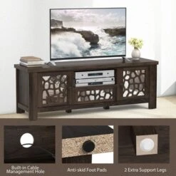 Tangkula 55" Retro TV Stand Media Entertainment Center W/ Mirror Doors & Drawer Brown 13 Tangkula 55" Retro TV Stand Media Entertainment Center W/ Mirror Doors & Drawer Brown -Furniture Haven Shop GUEST 9e4b05ed a538 4afb ba3c 03931ce0ac9d