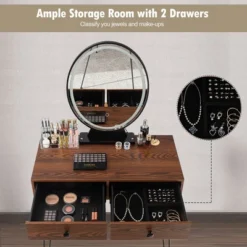 Costway Vanity Makeup Dressing Table W/ 3 Lighting Modes Mirror Touch Switch RusticCoffee -Furniture Haven Shop GUEST 9eee46ab 2b83 4dcb 9678 2b3856007279