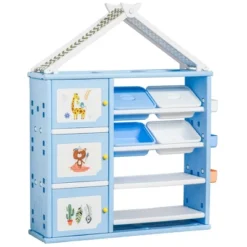 Qaba Kids Toy Storage Organizer With 4 Bins, Storage Cabinets, Bookshelf And 4-Layers Toy Collection Shelves -Furniture Haven Shop GUEST 9faa05c3 daba 4067 b7cd 7e398de1f000