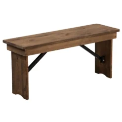 Emma And Oliver 40" X 12" Antique Rustic Solid Pine Folding Farm Bench - Portable Bench -Furniture Haven Shop GUEST a0e2606b 11ab 47b0 88b7 a8a779f4c7c9