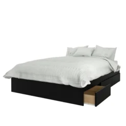 Sequoia 3 Drawer Storage Bed With Headboard Walnut/Black - Nexera