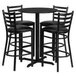 Flash Furniture 30'' Round Laminate Table Set With X-Base And 4 Ladder Back Metal Barstools 22 Flash Furniture 30'' Round Laminate Table Set With X-Base And 4 Ladder Back Metal Barstools -Furniture Haven Shop GUEST a18c476f 7c16 4206 b281 39f769e0a212