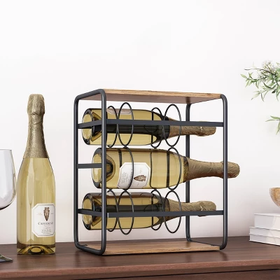 Rauser Modern Industrial 6 Bottle Tabletop Wine Rack Natural/Black - Christopher Knight Home 1 Rauser Modern Industrial 6 Bottle Tabletop Wine Rack Natural/Black - Christopher Knight Home