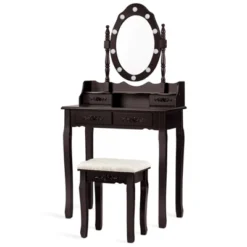 Vanity Table Set Detachable Makeup Table Dressing Desk With Mirror & Cushioned Stool Brown/White/Black 11 Vanity Table Set Detachable Makeup Table Dressing Desk With Mirror & Cushioned Stool Brown/White/Black -Furniture Haven Shop GUEST a28db7a9 5c53 4210 9470 80219eaa5197