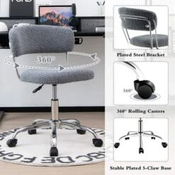 Costway Computer Desk Chair Adjustable Faux Fur Office Chair Swivel Vanity Chair -Furniture Haven Shop GUEST a2a93a5c 3eaf 4691 964c d5fc15a1fa88