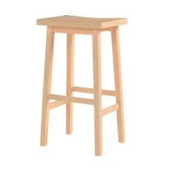 PJ Wood Classic Saddle-Seat 29" Tall Kitchen Counter Stool For Homes, Dining Spaces, And Bars W/Backless Seat, 4 Square Legs, Natural (3 Pack) -Furniture Haven Shop GUEST a300a289 446a 45bc ad61 a1f281d5ea9d