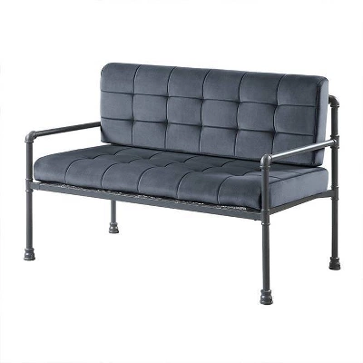 51" Brantley Sandy Gray Finish Loveseat Gray Velvet - Acme Furniture 1 51" Brantley Sandy Gray Finish Loveseat Gray Velvet - Acme Furniture