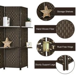 Costway 6 Panel Folding Room Divider 6Ft Weave Fiber Screen W/ 2 Display Shelves 17 Costway 6 Panel Folding Room Divider 6Ft Weave Fiber Screen W/ 2 Display Shelves -Furniture Haven Shop GUEST a3b88bdf 3ac5 4c47 99e1 44dbf5eef041