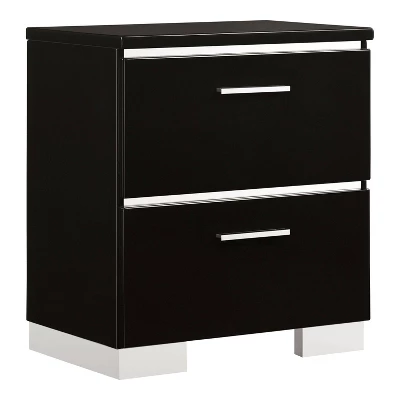 3pc Shorehaven Contemporary Nightstand And Chest California King Bedroom Set Black/Chrome - MiBasics 3 3pc Shorehaven Contemporary Nightstand And Chest California King Bedroom Set Black/Chrome - MiBasics - Image 3