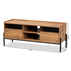 Tasman Wood And Metal 2 Door TV Stand For TVs Up To 45" Natural Brown/Black - Baxton Studio 17 Tasman Wood And Metal 2 Door TV Stand For TVs Up To 45" Natural Brown/Black - Baxton Studio -Furniture Haven Shop GUEST a4196413 afc2 427e 9c4d f3c0e7bb6baa