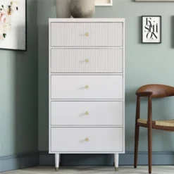 Elizabeth 5 Drawer Dresser Dove Gray - CosmoLiving By Cosmopolitan