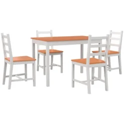 HOMCOM 5 Piece Dining Room Table Set, Wooden Kitchen Table And Chairs For Dinette, Breakfast Nook 11 HOMCOM 5 Piece Dining Room Table Set, Wooden Kitchen Table And Chairs For Dinette, Breakfast Nook -Furniture Haven Shop GUEST a4779ee1 53a1 42e4 a262 1780c5e0a1e2