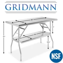 GRIDMANN 48 X 24 Inch Stainless Steel Folding Tables, NSF Certified Kitchen Prep Table -Furniture Haven Shop GUEST a4871a5c 602e 479f afa1 4c3d58d5c822