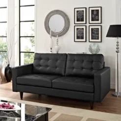 Empress Bonded Leather Loveseat Black - Modway -Furniture Haven Shop GUEST a4d4d6d5 5c7e 4aca aafb 7d459bd27eec