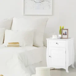 Costway Nightstand With Drawer Cabinet Curved Legs Sofa Side End Accent Table White -Furniture Haven Shop GUEST a50cf9ff f426 4fc6 9887 6fe2e209dd63
