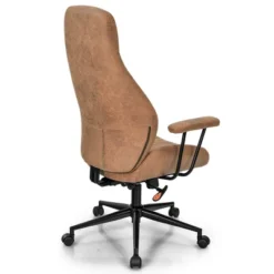 Costway High Back Office Chair Reclining Task Chair Suede Fabric BrownRed -Furniture Haven Shop GUEST a51f6a9a d462 4b1a aecd 237f027eabda