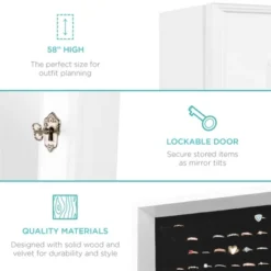 Best Choice Products 6-Tier Standing Mirror Lockable Storage Organizer Cabinet Armoire W/ Velvet Interior 13 Best Choice Products 6-Tier Standing Mirror Lockable Storage Organizer Cabinet Armoire W/ Velvet Interior -Furniture Haven Shop GUEST a56a10e8 1d24 4e4c 8c56 5cfb1232f4e4