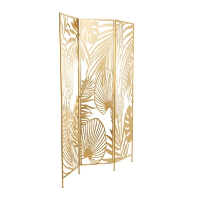 Glam Metal Palms Room Divider Screen Gold - Olivia & May 5 Glam Metal Palms Room Divider Screen Gold - Olivia & May - Image 5