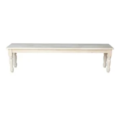 72" Shaker Style Bench With Turned Legs Unfinished - International Concepts