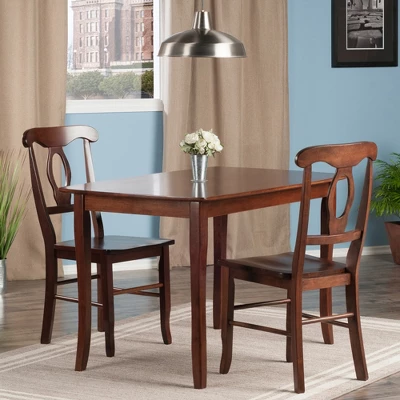3pc Inglewood Dining Table With 2 Key Hole Back Chairs Walnut - Winsome 2 3pc Inglewood Dining Table With 2 Key Hole Back Chairs Walnut - Winsome - Image 2