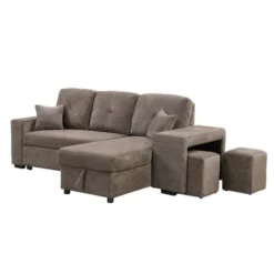 95" Pull Out Sleeper Sofa, Reversible L-Shape Sectional Couch With Storage Chaise And 2 Stools-ModernLuxe -Furniture Haven Shop GUEST a7045a70 b3ce 41ea 9bcc 66291e10eda9
