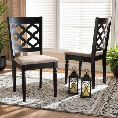 2pc Ramiro Fabric And Wood Dining Chairs Set - Baxton Studio 5 2pc Ramiro Fabric And Wood Dining Chairs Set - Baxton Studio - Image 5