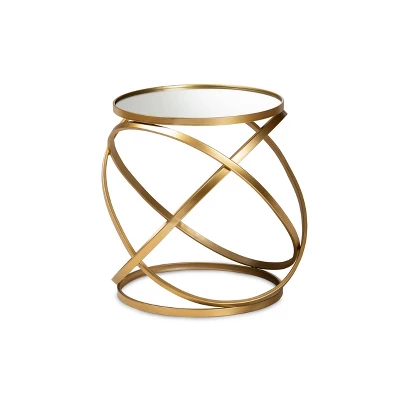Desma Glam With Luxe Metal And Mirrored Glass End Table Gold - Baxton Studio 1 Desma Glam With Luxe Metal And Mirrored Glass End Table Gold - Baxton Studio