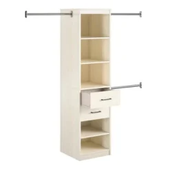 Kelly 5 Shelf 2 Drawer Closet Organizer With 3 Adjustable Hanging Rods Ivory Oak - Novogratz -Furniture Haven Shop GUEST a7c5268b 3c71 42b1 8b32 b7259df7cad1
