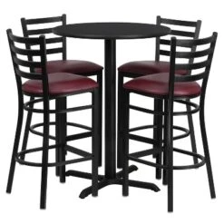 Flash Furniture 30'' Round Laminate Table Set With X-Base And 4 Ladder Back Metal Barstools 20 Flash Furniture 30'' Round Laminate Table Set With X-Base And 4 Ladder Back Metal Barstools -Furniture Haven Shop GUEST a7c90cf4 c735 4b15 b7c5 00aa9fdbb718
