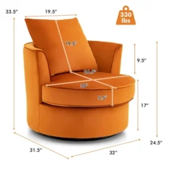 Costway Modern 360° Swivel Barrel Chair Accent Round Club Chair No Assembly Lint -Furniture Haven Shop GUEST a912928f 8aa6 49aa ae91 6c6c5602d54e