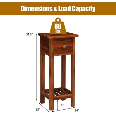 Costway 2PCS 2 Tier End Bedside Sofa Side Table With Drawer Shelf Acacia Wood Nightstand 1 Costway 2PCS 2 Tier End Bedside Sofa Side Table With Drawer Shelf Acacia Wood Nightstand
