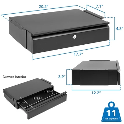 Mount-It! Under Desk Pull-Out Drawer With Lock And 2 Keys Included | Mounts To Desktops Tables And Workbenches Over 0.71 Inches Thick | Matte Black 8 Mount-It! Under Desk Pull-Out Drawer With Lock And 2 Keys Included | Mounts To Desktops Tables And Workbenches Over 0.71 Inches Thick | Matte Black - Image 8