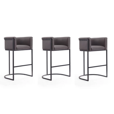Set Of 3 Cosmopolitan Upholstered Metal Barstools - Manhattan Comfort 10 Set Of 3 Cosmopolitan Upholstered Metal Barstools - Manhattan Comfort - Image 10