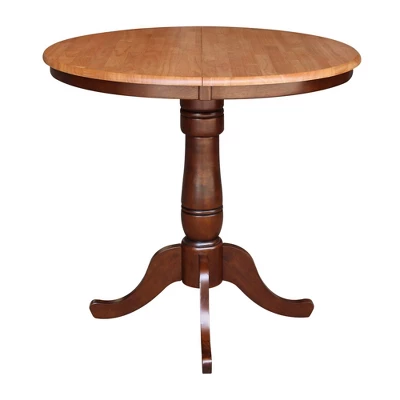 36" Round Counter Height Dining Table With 12" Leaf - International Concepts 2 36" Round Counter Height Dining Table With 12" Leaf - International Concepts - Image 2