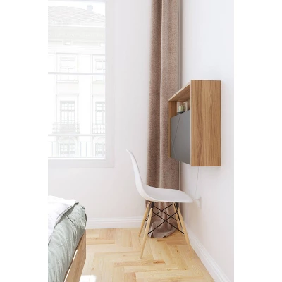 Slim Small Wall Mounted Secretary Desk Nutmeg/Charcoal Gray - Nexera 2 Slim Small Wall Mounted Secretary Desk Nutmeg/Charcoal Gray - Nexera - Image 2